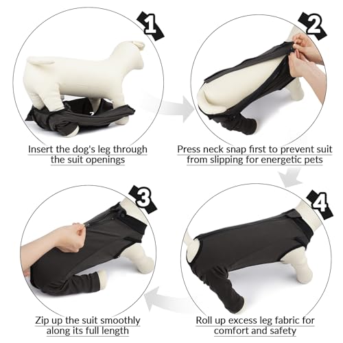PUMYPOREITY Hundebody mit Beinen, Hundebody Hinterbeine Hunde Op Body Rüde Bandage Hinterbeine Hundeschenkel Schutz Langatmig Body(Grau, M)