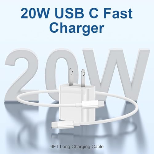 Image of iPhone 17 16 15 Charger and 10ft Type C to C Cable Cord Long, 20W USB C Fast Wall Charging Block Plug Power Adapter Cube Brick for Apple iPhone 17 Pro Max /17 Air /16 Pro /16 Plus /15 /15 Mini /iPad /Samsung