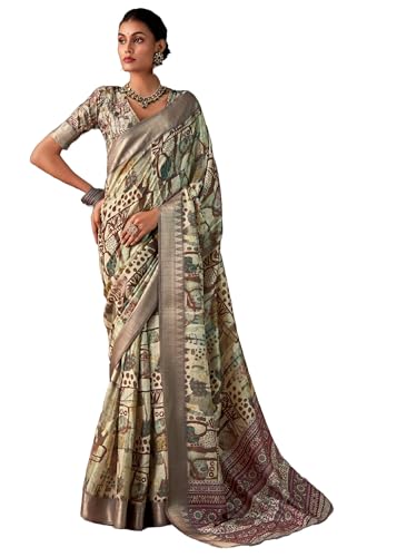 Sari en soie avec impression numérique haut de gamme chic pour femme