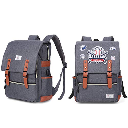 Modoker Baseball Pattern Backpack Gift for Women Men with USB Charging Port