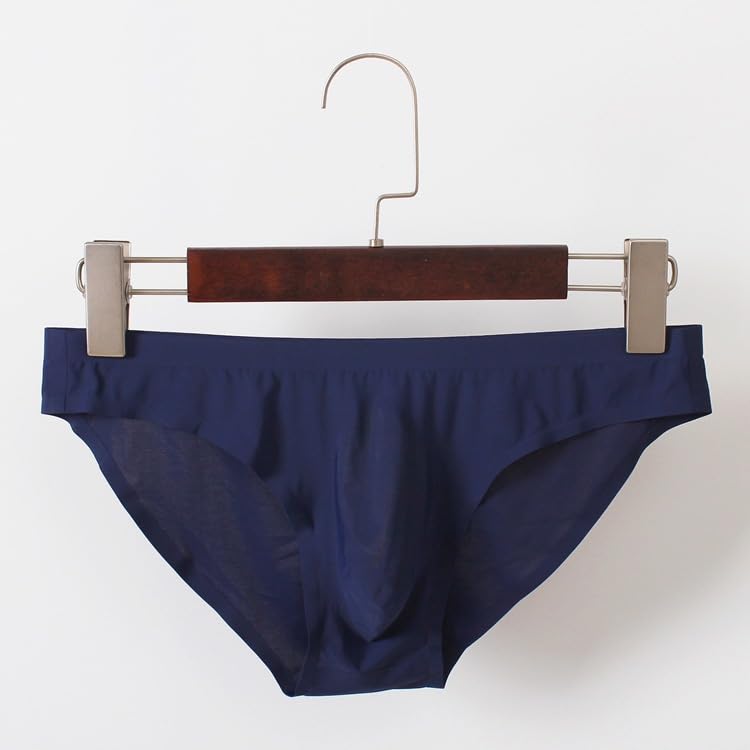 Men's Sexy Seamless Breathable Ice Silk Triangle Briefs Low Waisted Lightweight T Back Trunks Pouch Underwear3