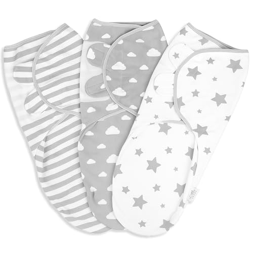 Little Seeds Swaddle Blanket 0-3 Months, 3-Pack Organic Cotton Baby Swaddles - Swaddles for Newborns Infant Boys & Girls, Soft & Snug Hip-Healthy Swaddling Blankets
