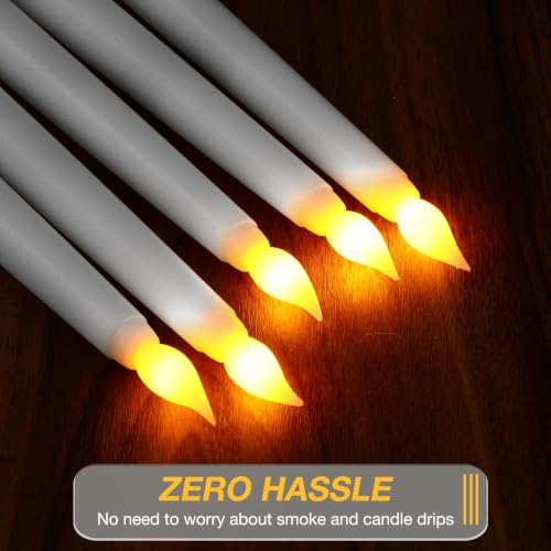 Image of Tuanse Flameless Flicker Taper Candles Bulk with Remote and Timer, Battery Operated LED Warm White Taper Candles Light for Home Wedding Decoration Gifts(108 Pack,White,10 Inch)