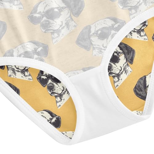 ZZKKO Cool Dog with Sunglasses Girls Underwear Toddler Panties for Girls Comfort Brief Size 2T-8Y4