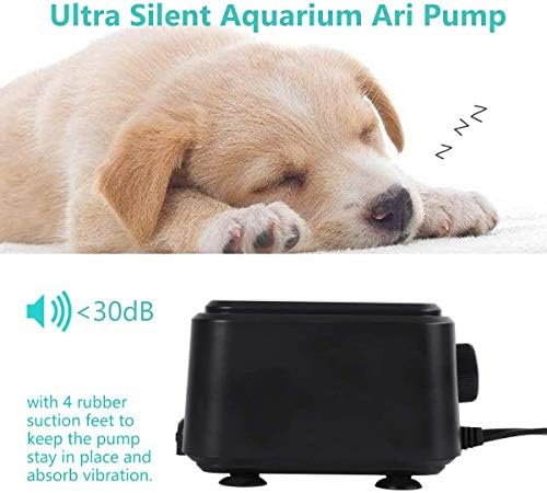 Hygger Adjustable 5W Aquarium Air Pump, Double Outlets Air Pump for Air Stone, Sponge Filters, Powerful Oxygen Pump for Fish Tank 1-500 Liter, 0.02MPa, 230V/50HZ, Power Cord 1.8m