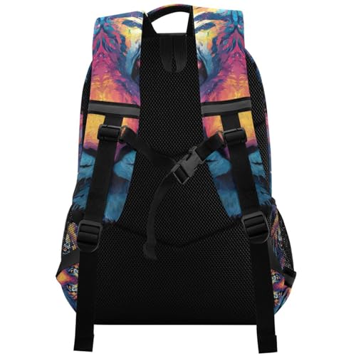 Colorful Tiger Kid's Elementary Middle School Backpack for Son Daughter, Age 6-12 Back to School Backpack Bookbag Schoolbag for Boys Girls2