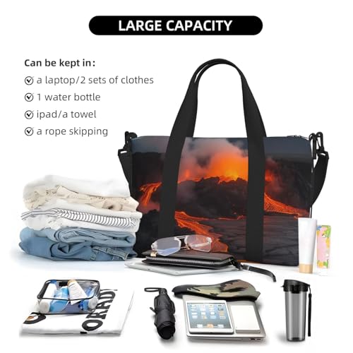 Travel Duffle Bag Weekender Bags for Men Women Adjustable Large Capacity Weekender Overnight Bag Carry On Tote Bags Waterproof Sport Gym Bag for Travel Yoga, Kilauea Volcano, One Size4