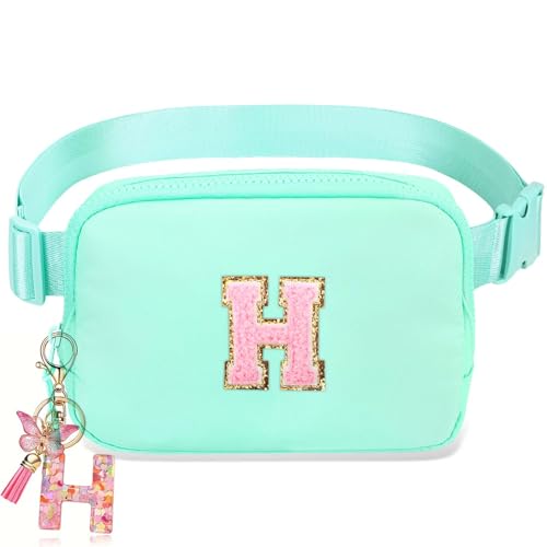 Image of Belt Bag for Girls Gifts - Birthday Gifts for Teenager, Personalized Gifts for Mom Freind Sister Teacher, Graduation GiftsInitial Crossbody Bag Belt Bag for Women Mint Green H