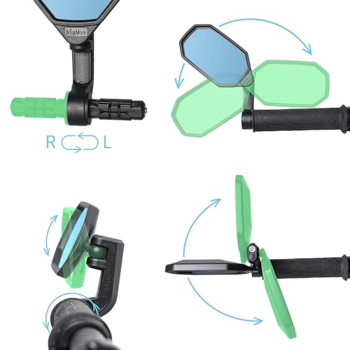 BriskMore Bar End Bike Mirrors, High–Definition Convex Blue Glass Lens for Scooter Electric Bicycle, Scratch Resistant, Ebike Safe Rearview mirror for Right Side Olny BT-022RB - Image 4