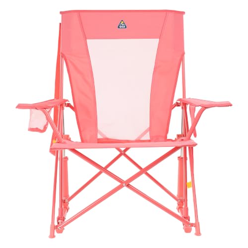 GCI Outdoor Comfort Pro Rocker Silla para Camping Plegable con Reposabrazos y Portavasos — Blush miniatura 3