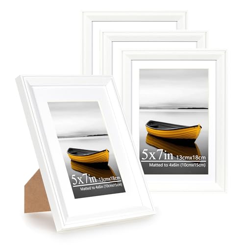 Baoee 13x18cm weiß Bilderrahmen mit 10x15cm Passepartout,4...