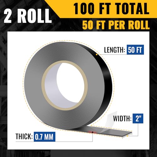 Image of VIVIDA Butyl Joist Tape for Decking 2 inch x 50' (2 Roll), Waterproof Deck Joist Butyl Sealant Tape for Wood Beams, Roof