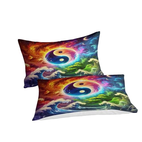 Housse de couette design Tai Chi en microfibre douce haut de gamme avec taies - 3