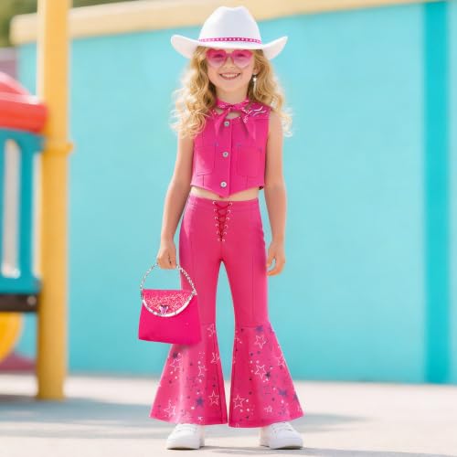 Disfraz completo de vaquera para niñas color rosa fucsia miniatura 6