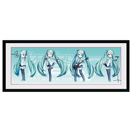 GB eye LTD, Miku, Hatsune Chibi, inramat tryck 30 x 75 cm, trä, flerfärgad, 79 x 44 x 3 cm