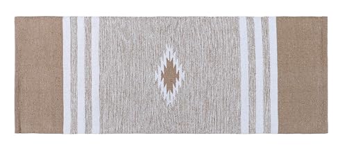 Image of Hand Woven 100% Natural Cotton Designer Rug|Kitchen Runner|Bedside Runner|Kitchen Mat|Carpet|Multiple uses for Balcony,Living Room,Bedroom,Size-22x60 Inches, (Beige)