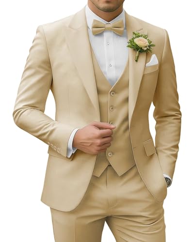 Costume 3 pièces slim fit pour homme avec blazer à deux boutons élégant
