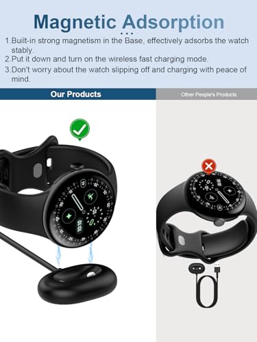 Câble de charge Google Pixel Watch 4 avec base magnétique stable USB-A noir - 4