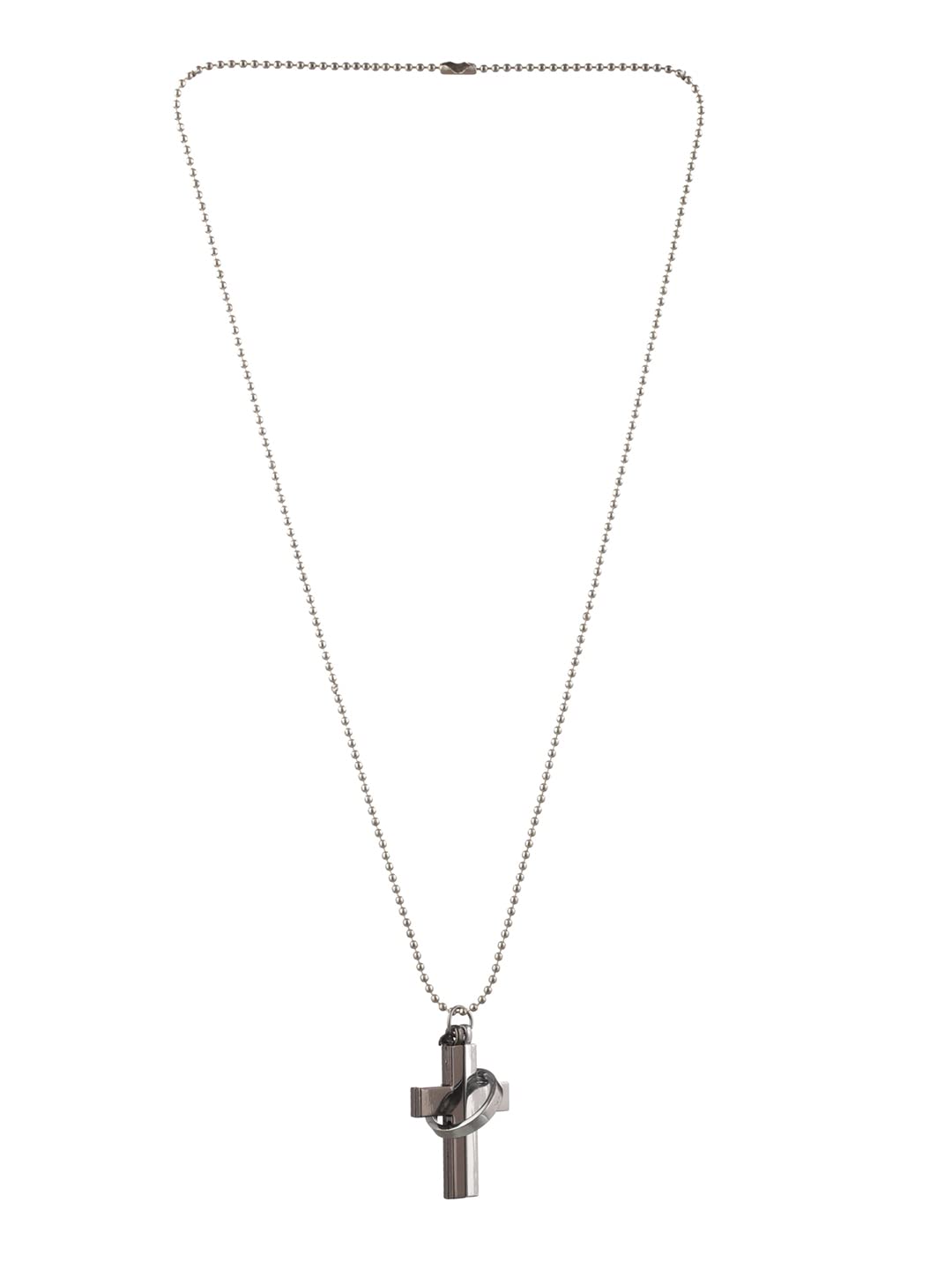 BOLD BY PRIYAASI Silver-Plated Cross Ring Chain Necklace for Men (B0BN82R57B) Amazon Price History, Amazon Price Tracker
