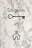 Wir ziehen um: dein Notizbuch für den Umzug mit Checkliste, im praktischen A5 Format und schickem Marmor Design, kariert