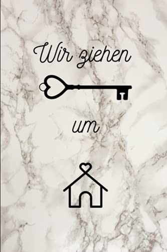 Wir ziehen um: dein Notizbuch für den Umzug mit Checkliste, im praktischen A5 Format und schickem Marmor Design, kariert