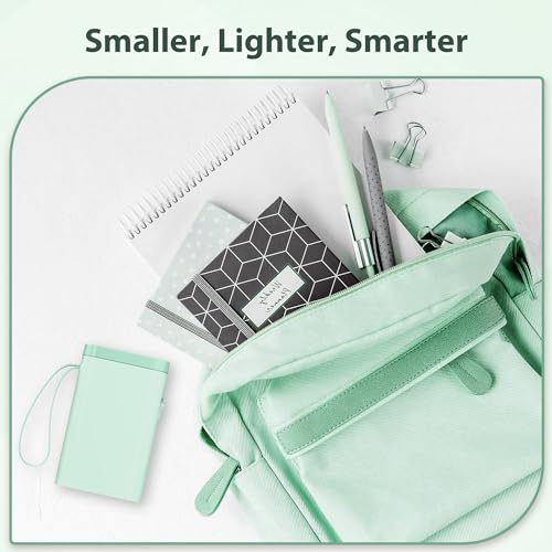 Image of P21 Label Maker Machine with Tape, Bluetooth Label Printer Thermal Mini Label Makers with Built-in Cutter and Multiple Templates, Portable Printers for School, Office, Home Use (Green)