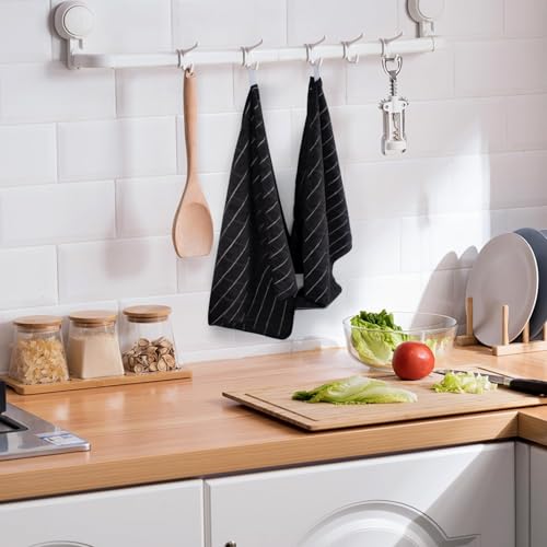 KinHwa Microfiber Tea Towels for Kitchen Pack of 4 Super Absorbent & Quick Drying Cleaning Kitchen Dish Towels Set 45x65cm Machine Washable for Everyday Use Hotel Quality Black T Towel Set - Image 6