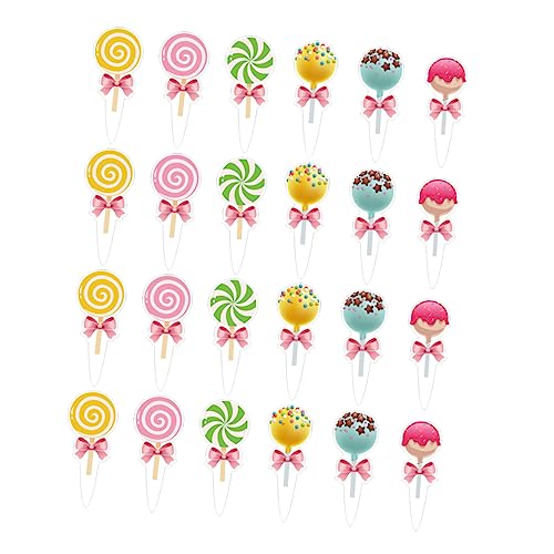 MAGICLULU 1 Juego Toppers De Pastel De Fiesta Infantil Decorativas De Tema Para Cumpleaños Y Shower Accesorios Coloridos Para Cupcakes Y Tartas 24 Piezas