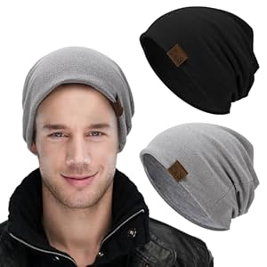 Apricitie 2er Set Slouch Beanie Mütze Herren, Baumwoll Slouchy-Beanie, Coole Unisex Beanie-Schädelkappen, Weich, Elastische & Leicht für Herren und Damen