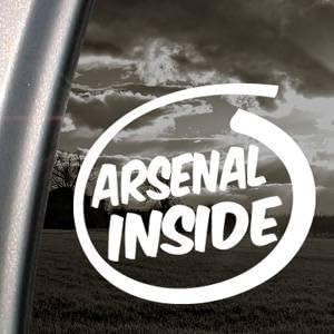 ARSENAL INSIDE Funny 5" (color: WHITE) Vinyl Decal Window Sticker for Cars, Trucks, Windows, Walls, Laptops, and other stuff.