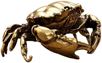 Kisangel Brass Crab Figurine Animal Sculptures and Statues Fish Tank Ornaments Feng Shui Statue Collection Home Decor (Golden)