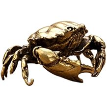 Kisangel Brass Crab Figurine Animal Sculptures and Statues Fish Tank Ornaments Feng Shui Statue Collection Home Decor Golden