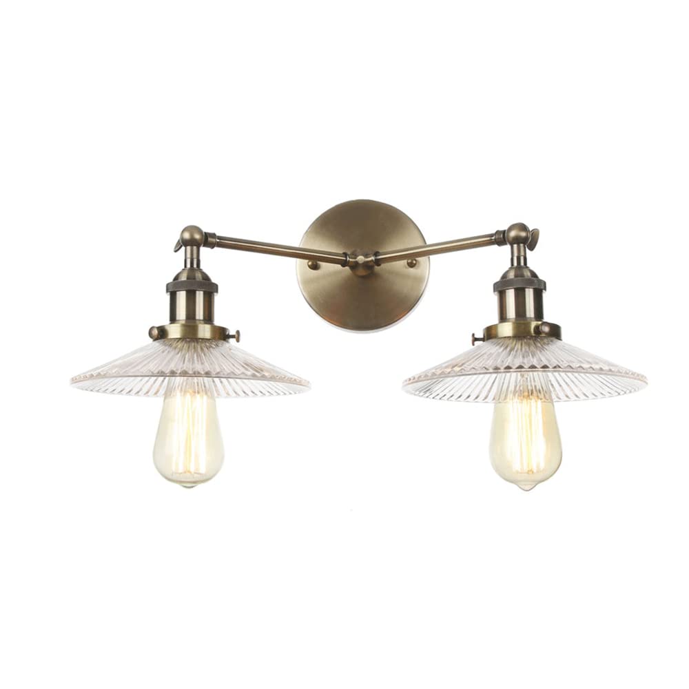 FYZDLAOR 2 Lights Industrial Wall Sconce,Vintage Wrought Iron Wall Sconce, Farmhouse Wall Lighting Fixture for Bedroom, Headboard,Garage, Porch（E27）