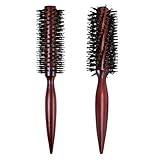2 Piezas Cepillo Cerdas Jabali, Cepillo Pelo Rizado Redondo, Peine Puas Anchas, Peine Barba para Cabello Corto, Liso, con Flequillo y con Poca Densidad