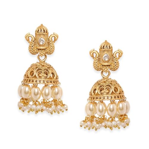 Image of Rubans Jhumka Earrings Gold Plated Stylish Traditional Trendy Jewellery Gift for Women & Girls