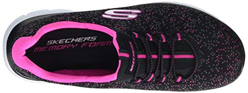 Skechers Skechers Women's Low-Top Trainers, Black Black Knit Pink Trim BKHP, 9