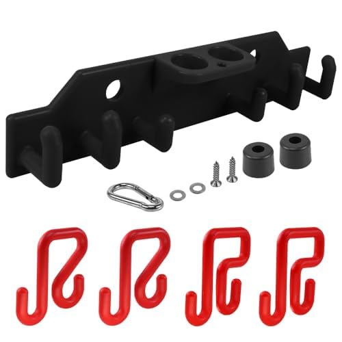 CNQLIS Lineman Tool Board Bucket Truck Tool Organizer for Bucket Hooks and Lineman Bucket Accessories Including 2PCS 2” and 2PCS 3” Aerial Bucket Hooks Black Lineman tool board + Red bucket hook