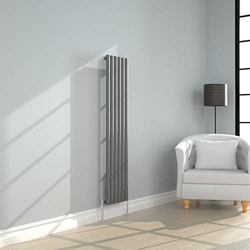 NRG Vertical Designer Gloss White Double Panel Oval Column Radiator 1800x472mm Bathroom Central Heating