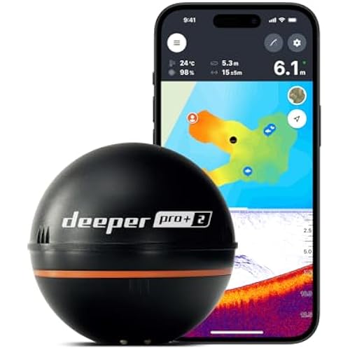 Deeper PRO+ 2 Sonar Fish Finder - Portable Fish Finder and Depth Finder For Kayaks, Boats and Ice Fishing with GPS Enabled | Castable Deeper Fish Finder with FREE User Friendly App