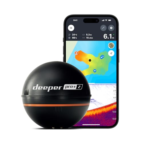 DEEPER SMART Sonar PRO+ 2 Fischfinder Echolot – auswerfbar mit Tiefenmesser und GPS-Sender | Technik-Gadgets zum Angeln im Kajak, Boot oder beim Eisangeln | Angelzubehör mit kostenloser App