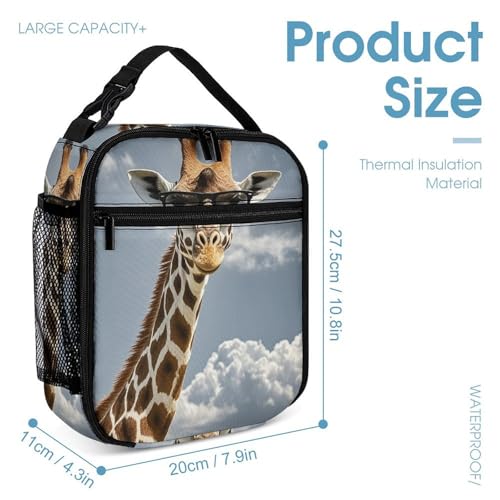Giraffe Wearing Sunglasses Backpack Set 3 Piece, Durable Backpack Insulated Lunch Bag Portable Pencil Case for Men Women4