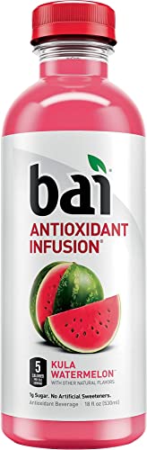 Bai Flavored Water, Kula Watermelon, Antioxidant Infused Drinks, 18 Fluid Ounce Bottle (Pack of 12)
