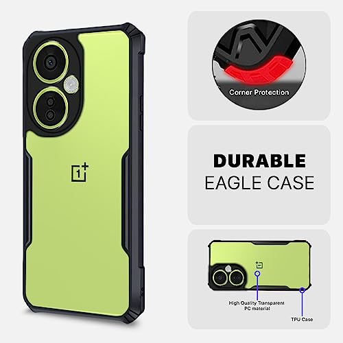 Image of Outlouders Back Cover for OnePlus Nord Ce 3 Lite 5G | Ultra Hybrid Transparent | Full Camera Protection | Raised Edge | Crystal Clear Bumper Case(Black)
