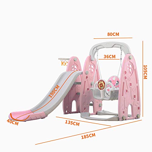 Climber Swing and Slide Set, Kids Climber Basketball Hoop for Kids Indoor Outdoor Play-Set for Backyard Toddler Playground - Thumbnail 2