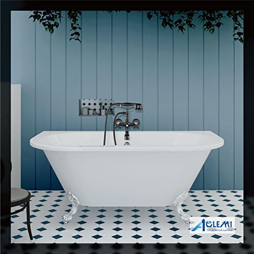 Aolemi Bathtub Faucet With Hand Shower Oil Rubbed Bronze Wall Mount Tub Spout Double Cross Handle Mixer Tap Victoria Vintage Telephone Shape Shower Set #TOP6