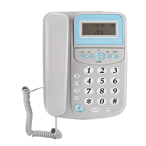Landline Corded Telephone, Home Hotel Wired Desktop Wall Phone with Adjustable Screen, Loud Ringer, Caller ID Dispaly (Gray)