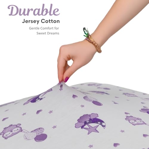 Image of 3 Pack Crib Sheets - Ultra Soft Jersey Cotton Baby Crib Sheets, Breathable Fitted Sheets for Standard Crib Mattress (52 inch x 28 inch), Baby Boy Crib Bedding Set - Purple Owl