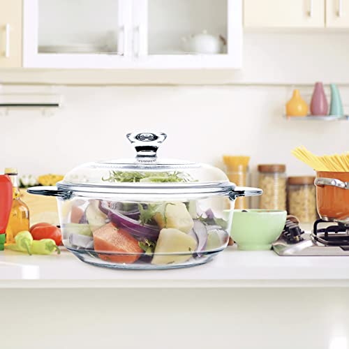 Husanmp Clear Round Glass Casserole With Lid, Baking Dish With Glass Cover, Glass Casserole For Oven, Freezer And Dishwasher Safe (1-Quart Round) #TOP4