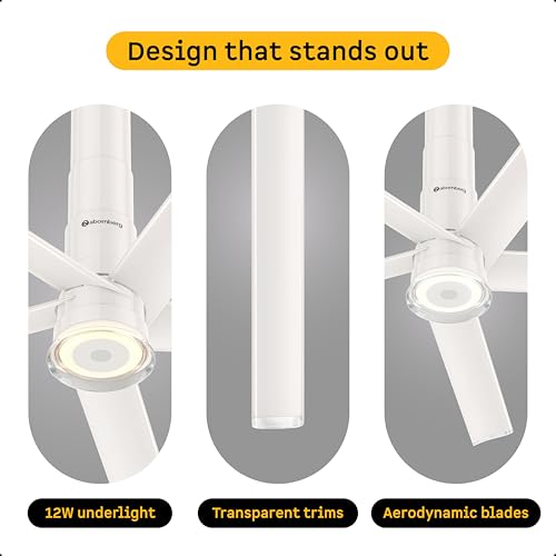 Image of atomberg Emperion Linea Smart 1250mm BLDC Ceiling Fan with IoT & Remote | | BEE 5 star | Advance Air+ Technology | Super Silent Fan | 12W Underlight | 5 Year Warranty | Pearl White