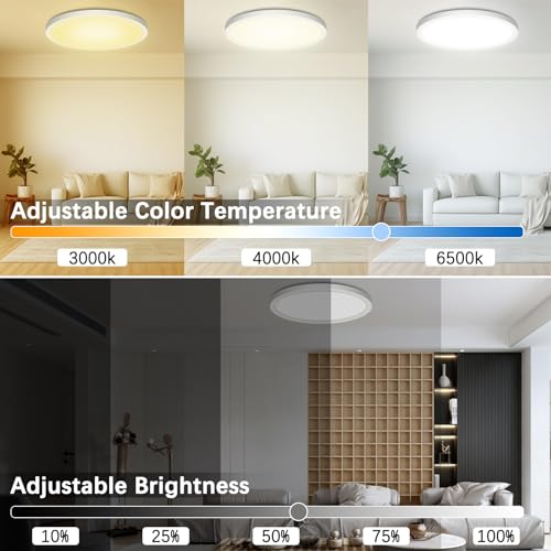 SonPen LED Ceiling Light Dimmable,25W 3200LM RGB Ceiling Light with Remote Control,1800K Night Light Warm,Panel 3000K-6500K Dimmable IP54 Waterproof for Bedroom Children's Room Living Room Bathroom - Image 2